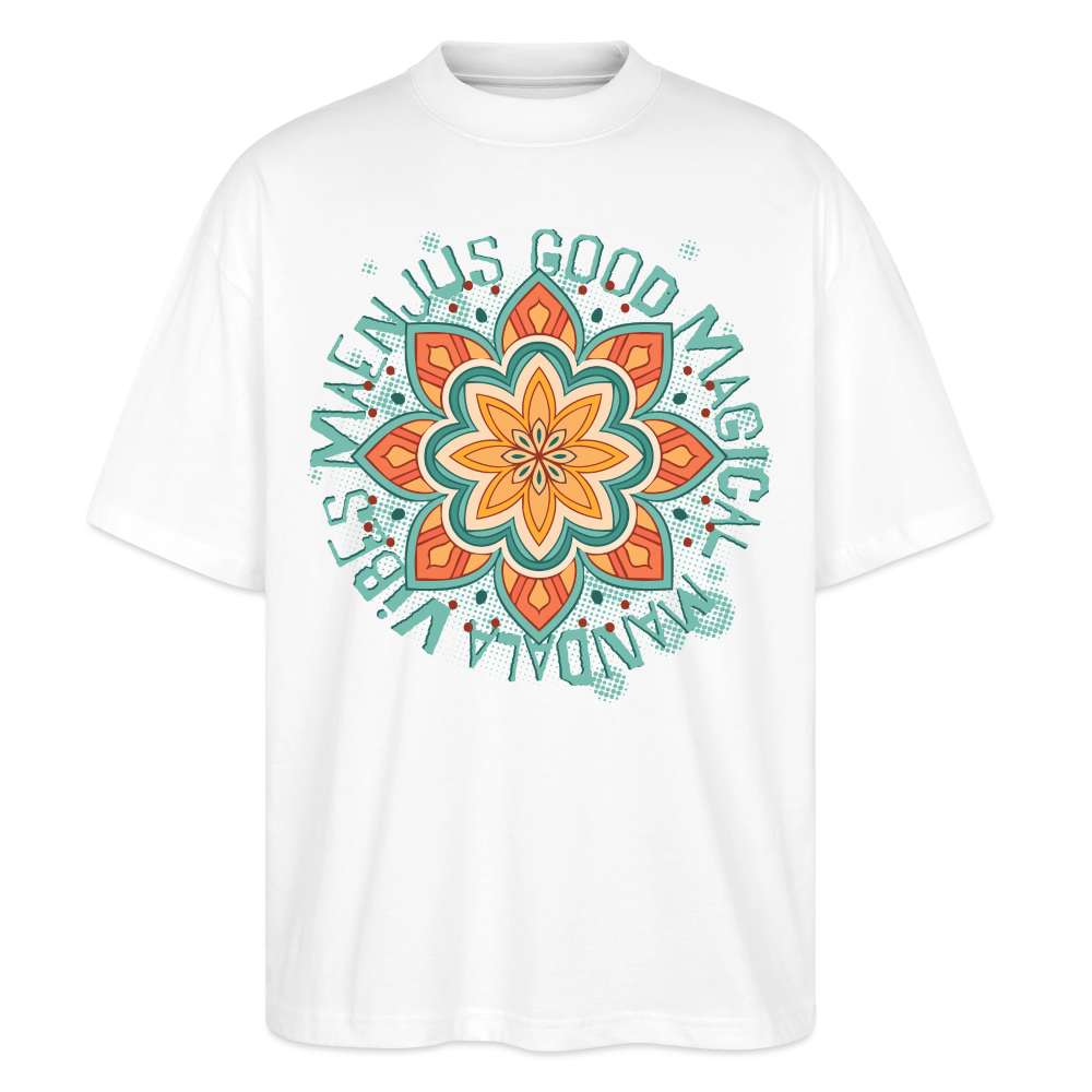 Mandala Türkis Design – Oversized Unisex Bio T-Shirt - Weiß