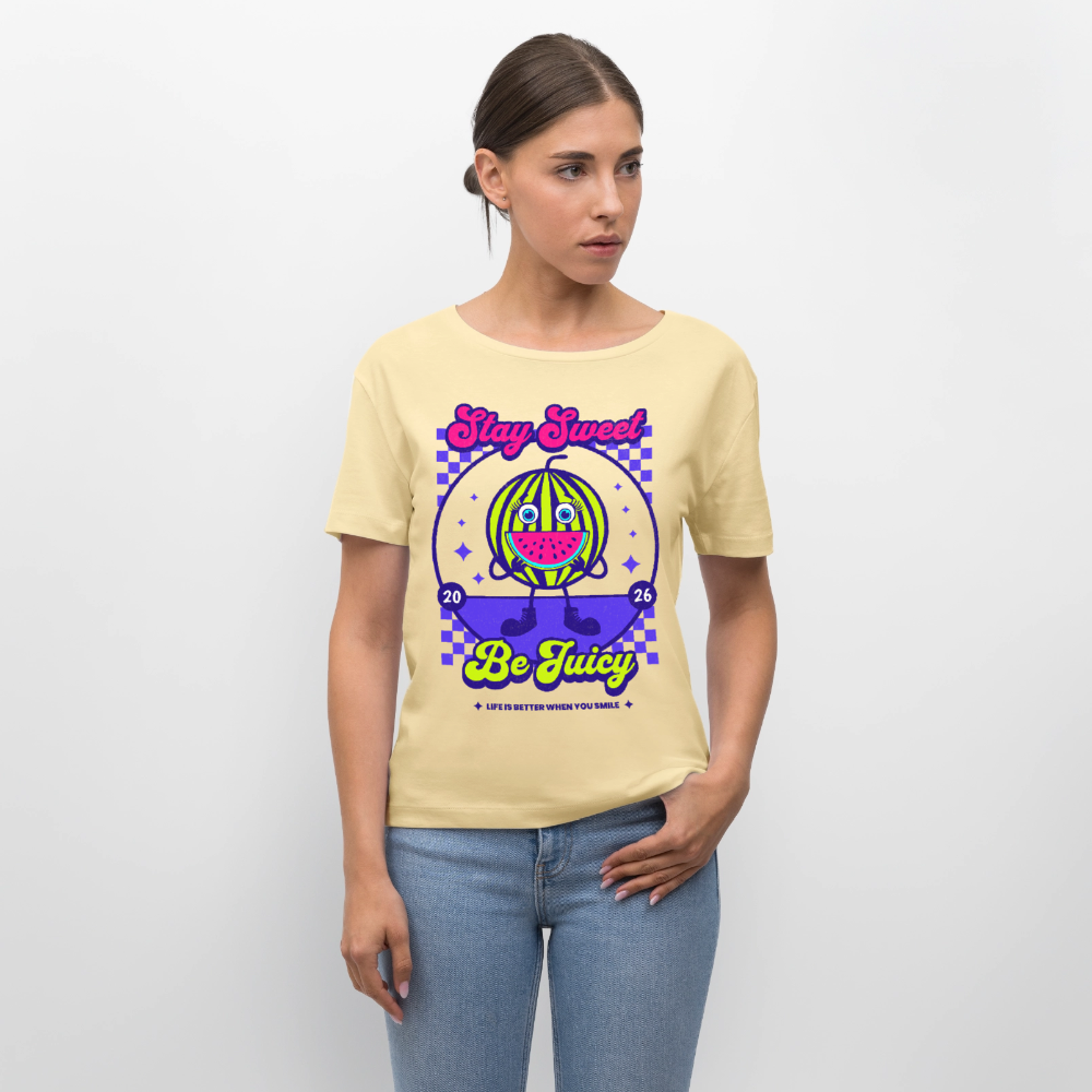 Stay Sweet Design – Rundhals Frauen Bio-T-Shirt - Creme