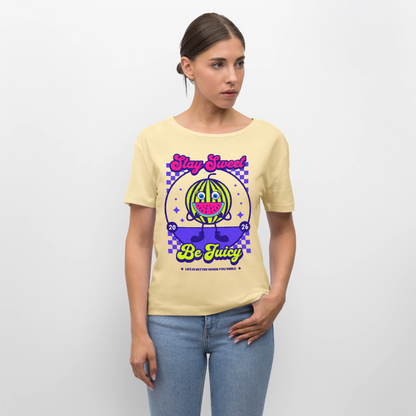 Stay Sweet Design – Rundhals Frauen Bio-T-Shirt - Creme