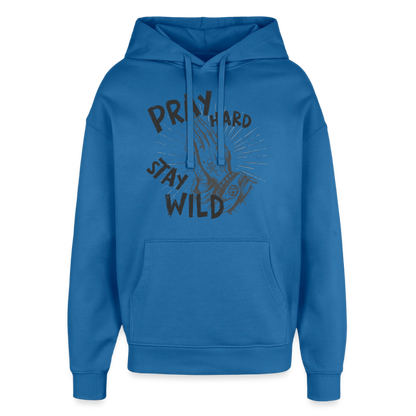 Pray Hard Design – Oversized Unisex Hoodie - Achtsames Blau