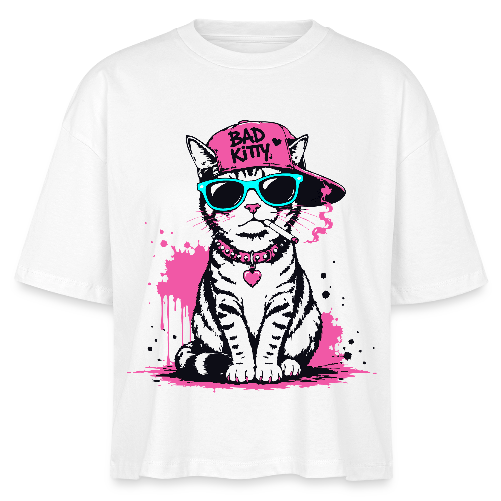 Street Kitty Design – Frauen Boxy Bio-T-Shirt - Weiß