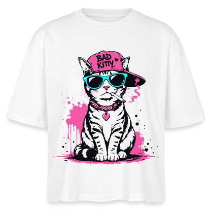 Street Kitty Design – Frauen Boxy Bio-T-Shirt - Weiß