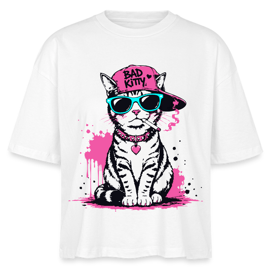 Street Kitty Design – Frauen Boxy Bio-T-Shirt - Weiß