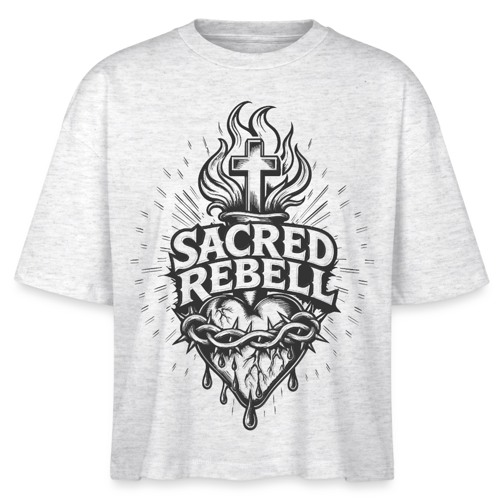 Sacred Rebell Design – Frauen Boxy Bio-T-Shirt - Weiß meliert