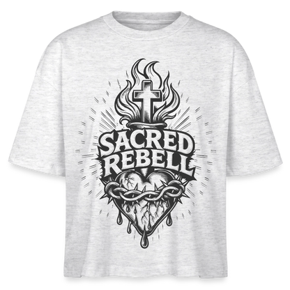 Sacred Rebell Design – Frauen Boxy Bio-T-Shirt - Weiß meliert