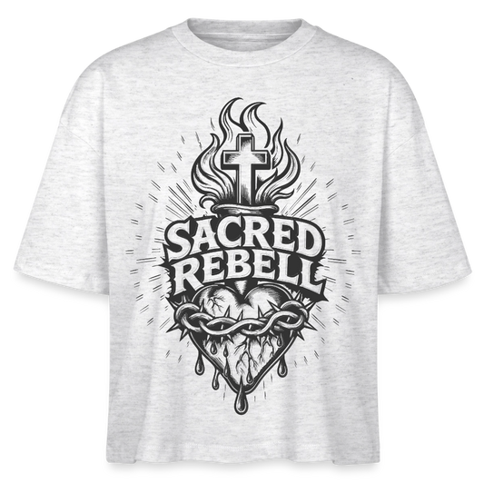 Sacred Rebell Design – Frauen Boxy Bio-T-Shirt - Weiß meliert