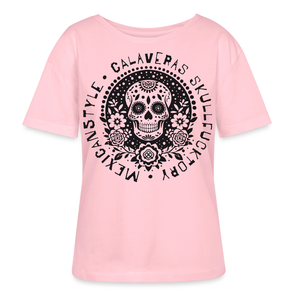 Sugar Skull Black Design - Rundhals Frauen Bio-T-Shirt - Hellrosa