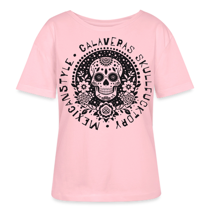 Sugar Skull Black Design - Rundhals Frauen Bio-T-Shirt - Hellrosa