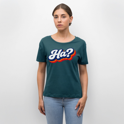 Ha? Design – Rundhals Frauen Bio-T-Shirt - Dunkles Petrol