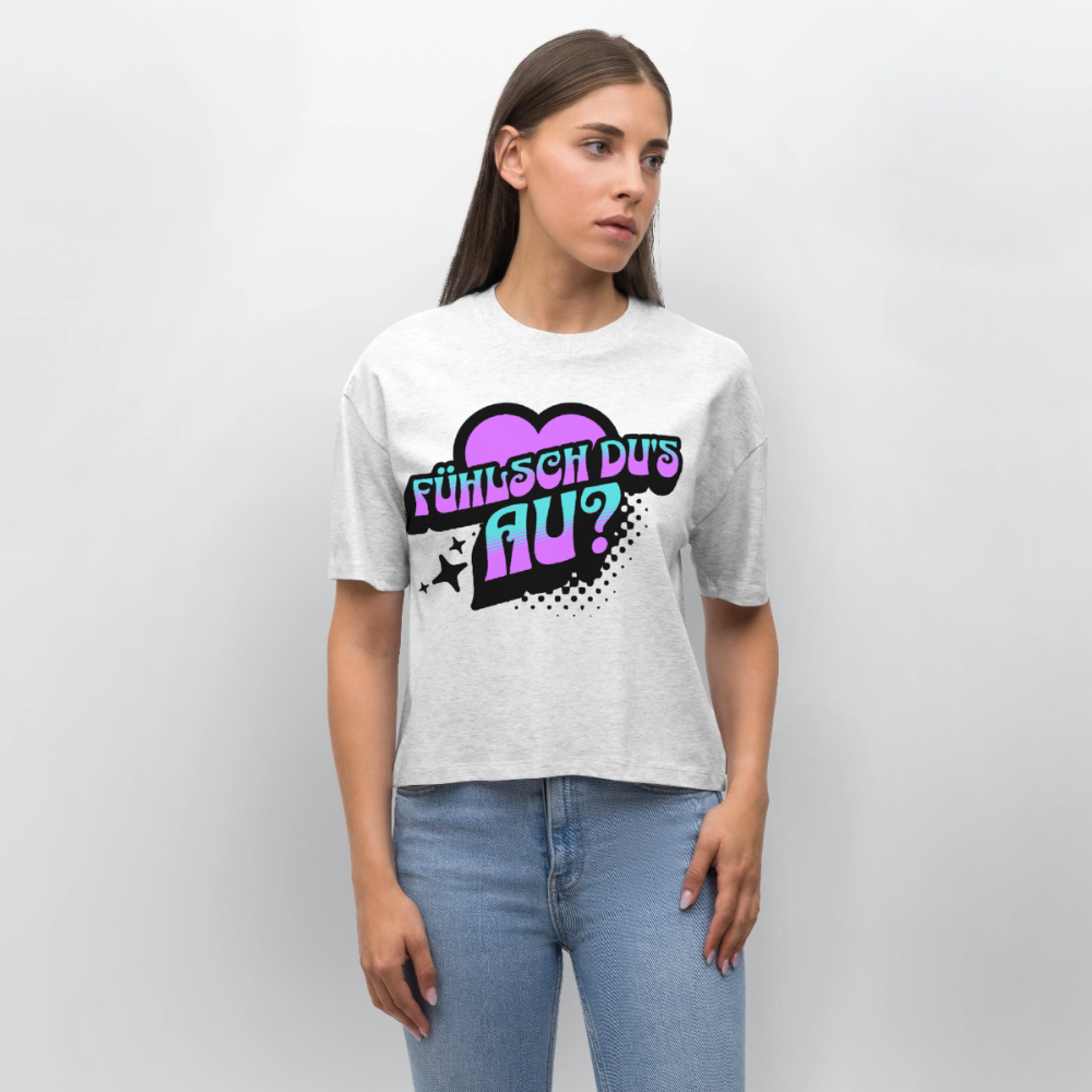 Fühlsch du‘s au Design – Frauen Boxy Bio-T-Shirt - Weiß meliert