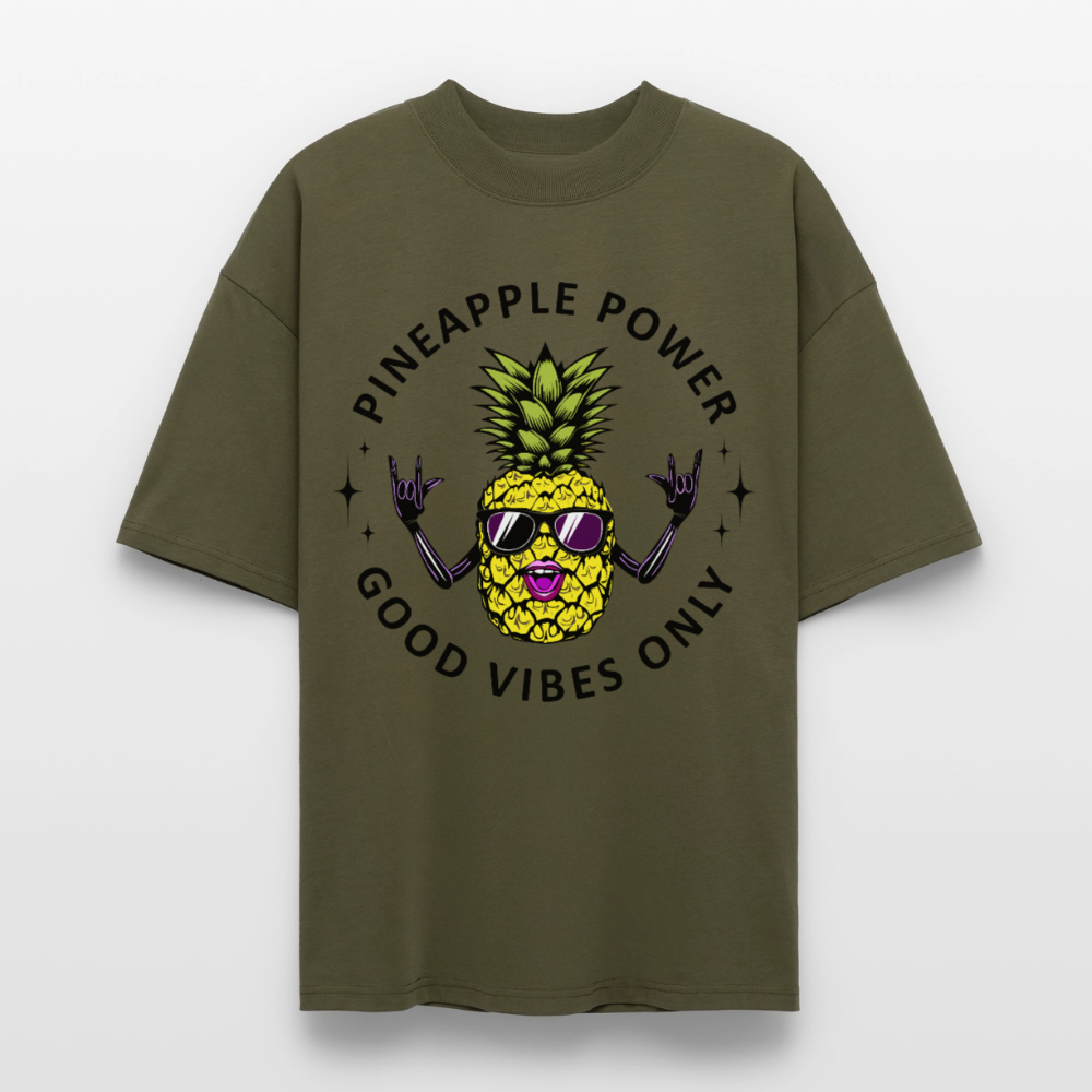 Pineapple Power Design – Oversized Unisex Bio T-Shirt - Khaki