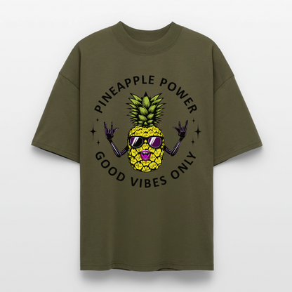 Pineapple Power Design – Oversized Unisex Bio T-Shirt - Khaki