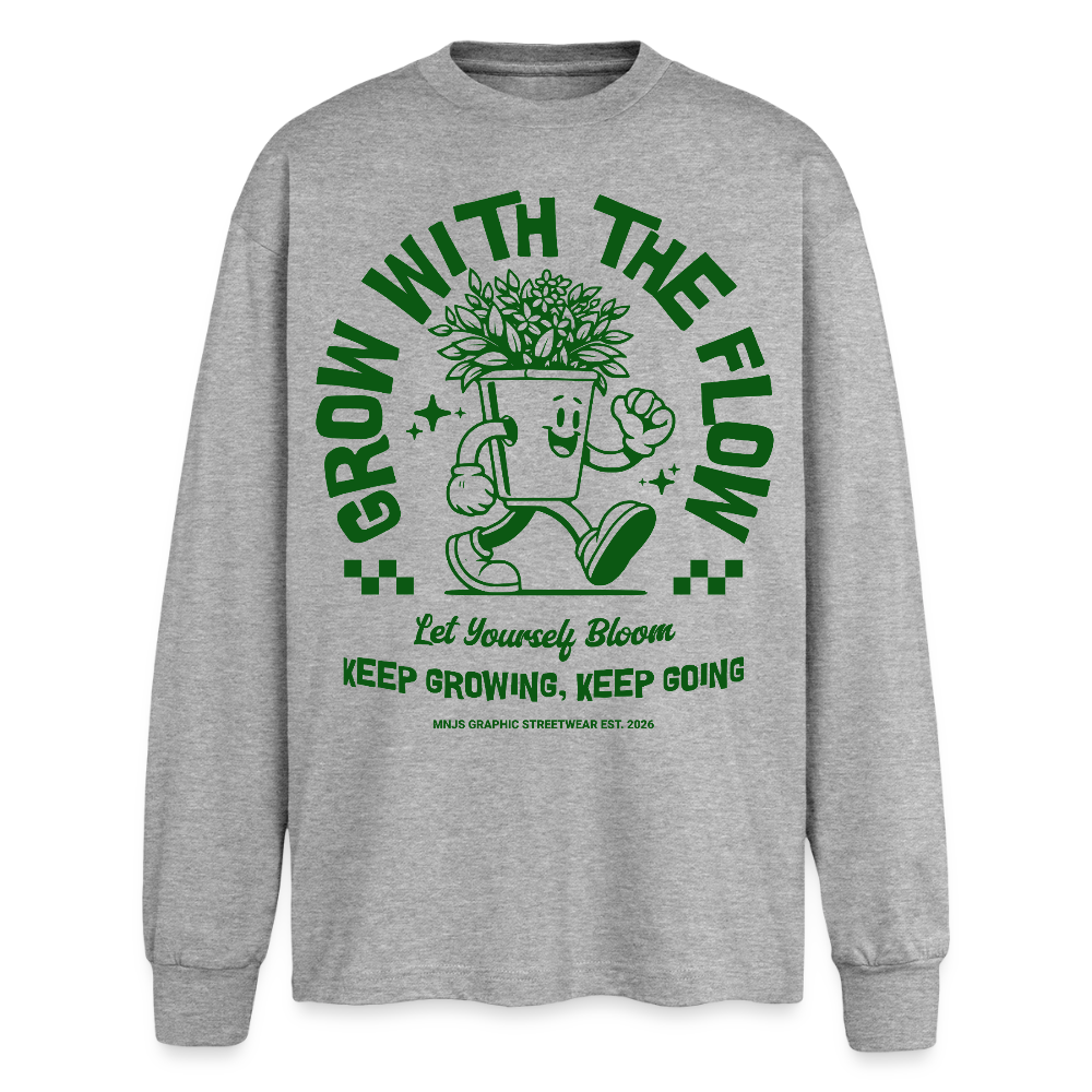 Keep Growing Design – Oversized Langarmshirt - Grau meliert