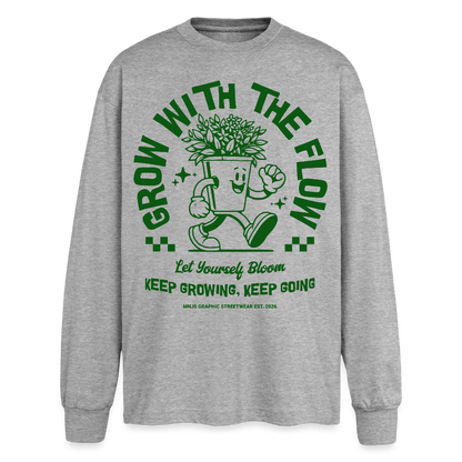 Keep Growing Design – Oversized Langarmshirt - Grau meliert