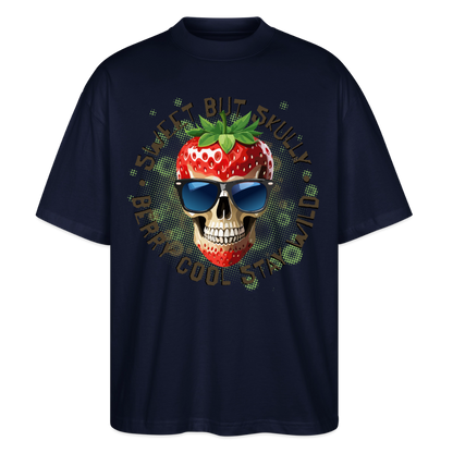 Strawberry Skull Design – Oversized Unisex Bio T-Shirt - Navy