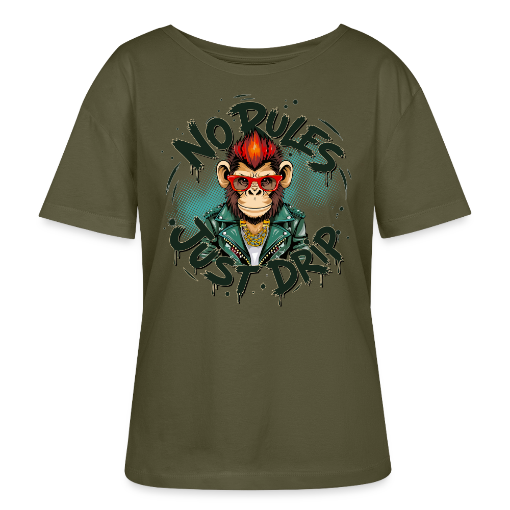 Monkey No Rules Design – Rundhals Frauen Bio-T-Shirt - Khaki