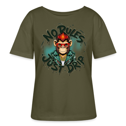 Monkey No Rules Design – Rundhals Frauen Bio-T-Shirt - Khaki