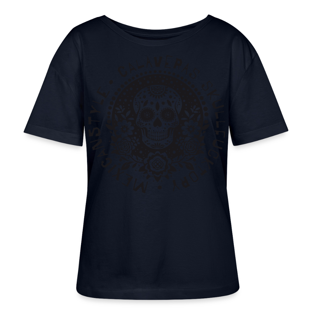Sugar Skull Black Design - Rundhals Frauen Bio-T-Shirt - Navy