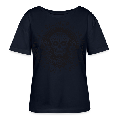 Sugar Skull Black Design - Rundhals Frauen Bio-T-Shirt - Navy