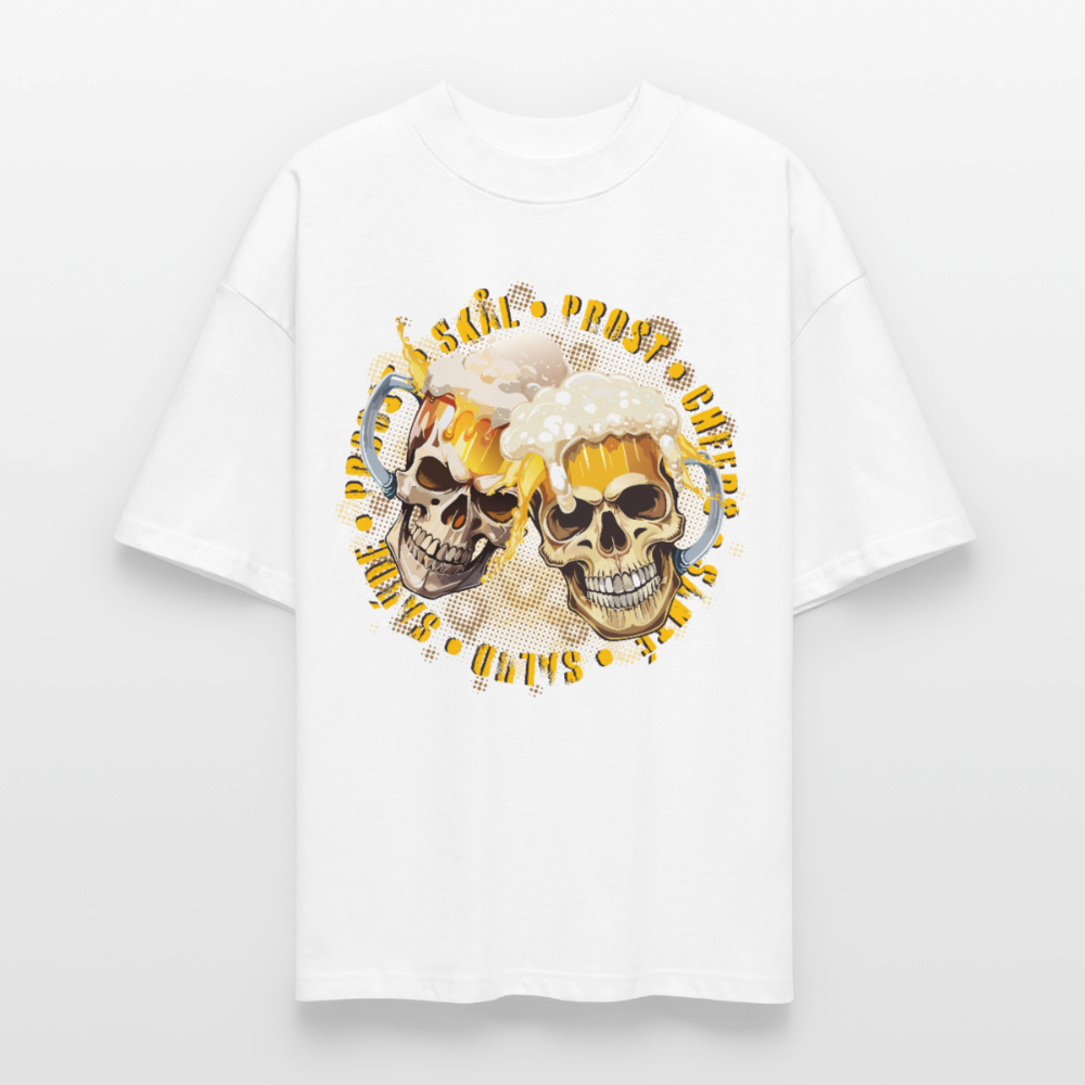 Party Skull Design – Oversized Unisex Bio T-Shirt - Weiß