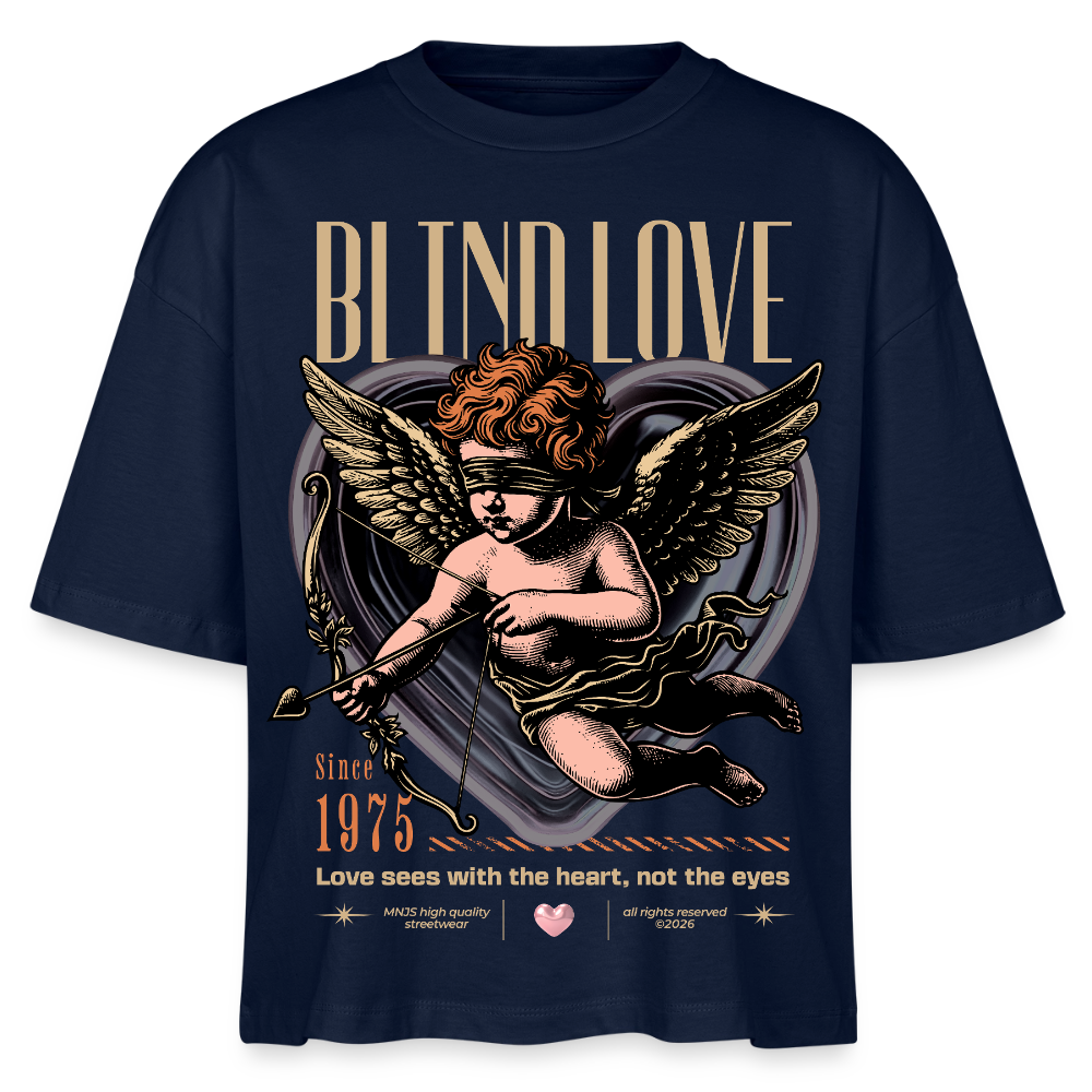 Blind Love Design – Frauen Boxy Bio-T-Shirt - Navy