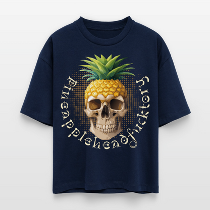 Pineapple Skull Design - Frauen Boxy Bio-T-Shirt - Navy