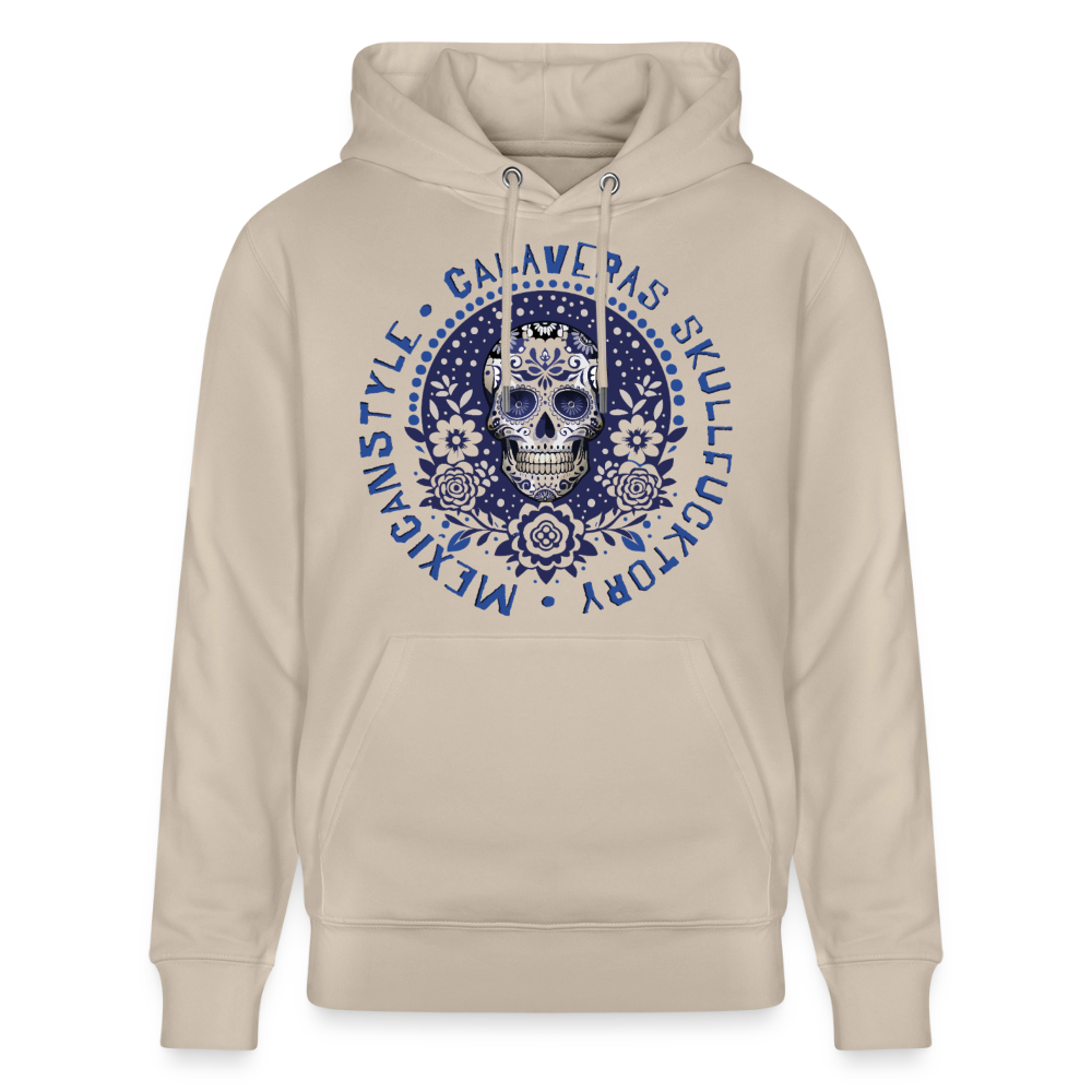 Sugar Skull Blau Design – Unisex Bio-Hoodie - Beige