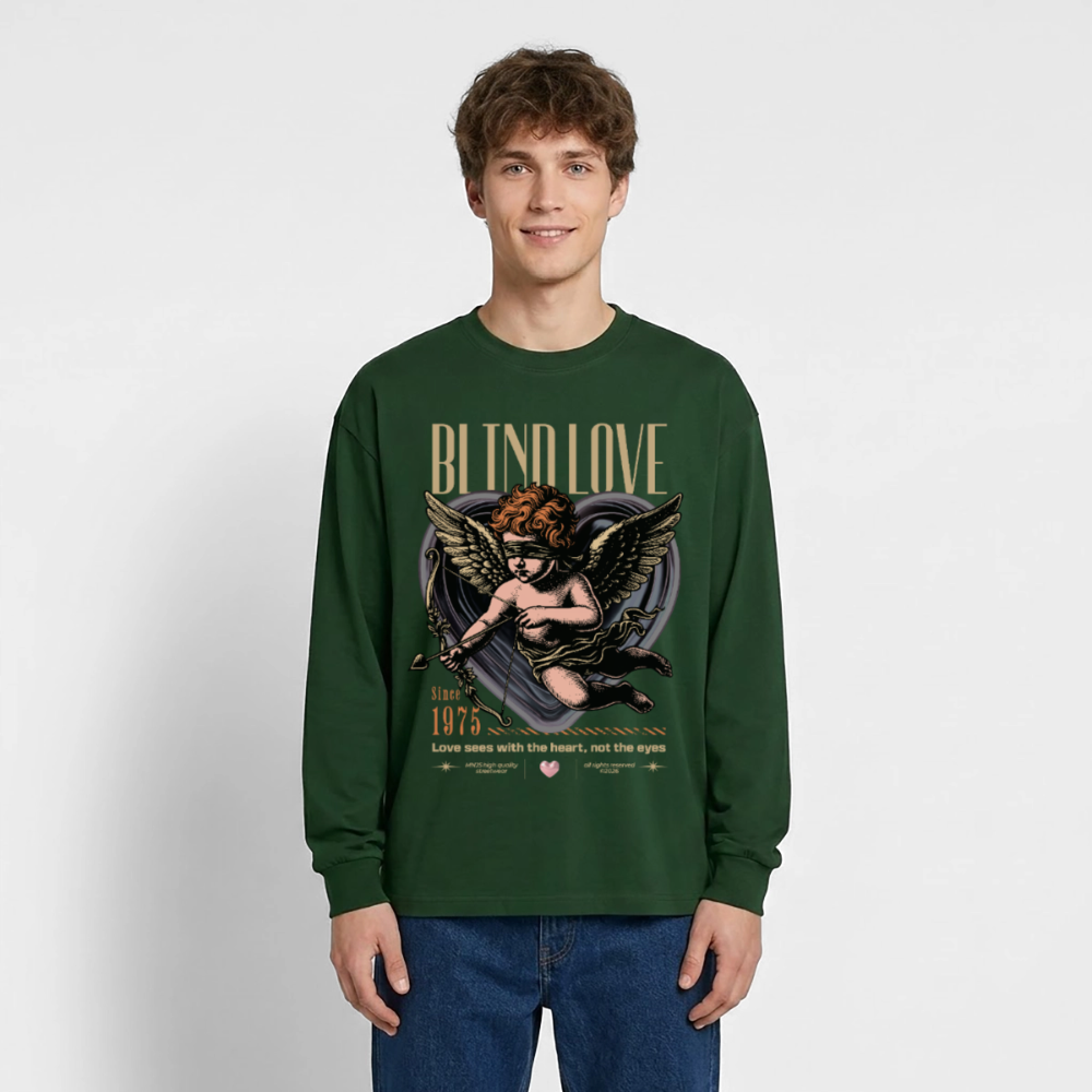 Blind Love Design – Oversized Langarmshirt - Flaschengrün
