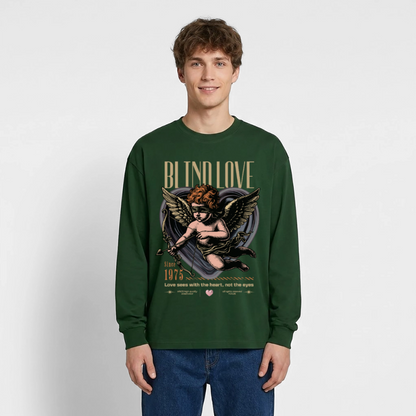 Blind Love Design – Oversized Langarmshirt - Flaschengrün