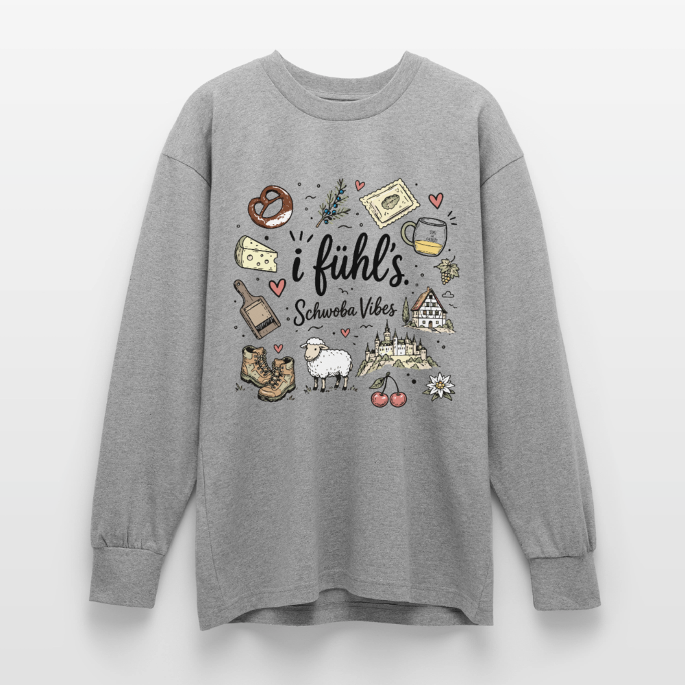 Alb Liebe Design – Oversized Langarmshirt - Grau meliert