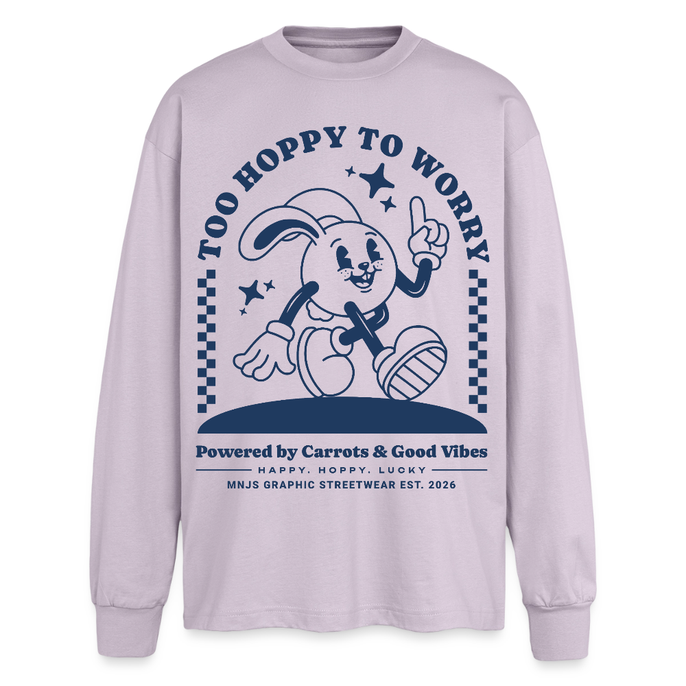 Too Hoppy Too Worry Design – Oversized Langarmshirt - verblasstes Lila