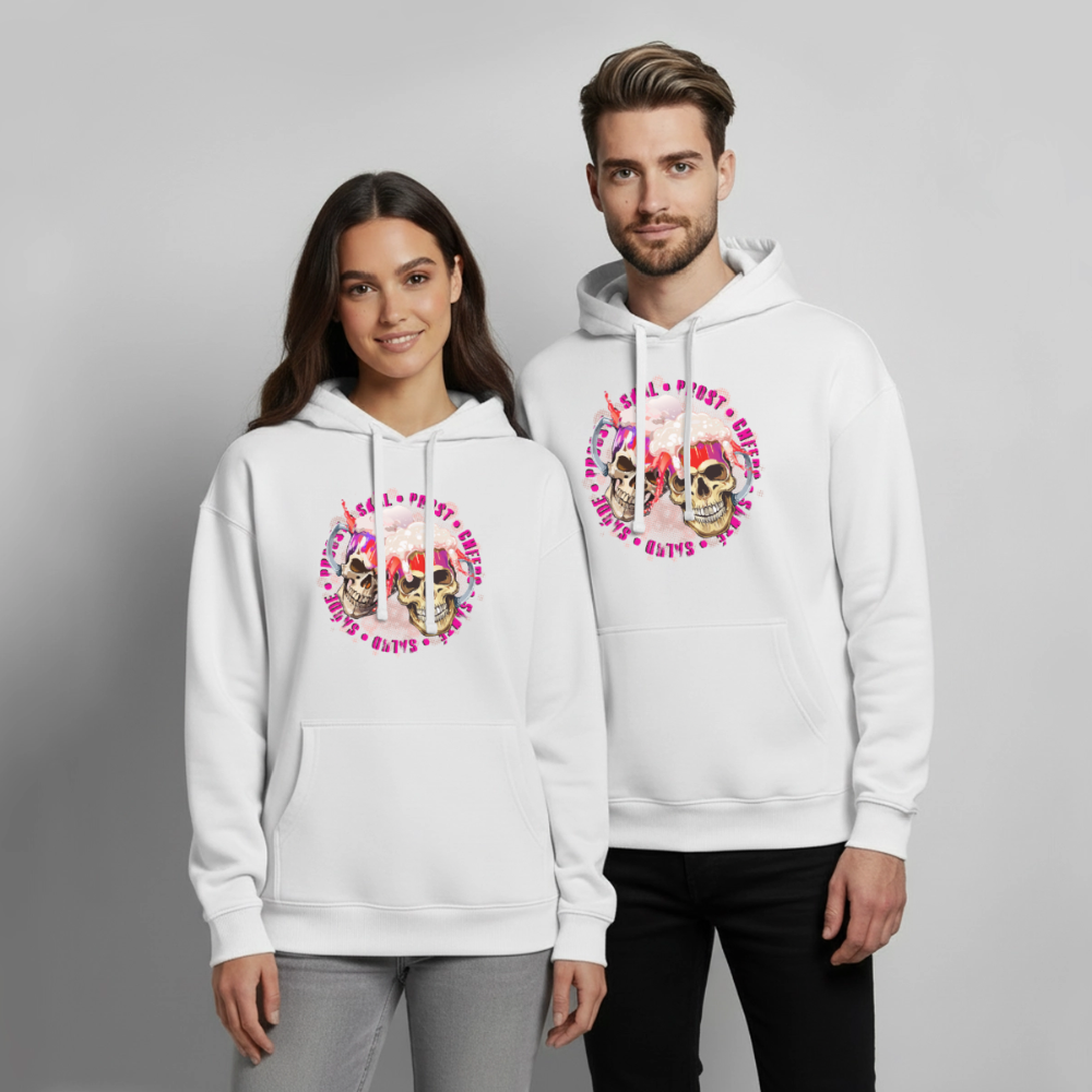 Party Skull Design Pink – Oversized Unisex Hoodie - Weiß