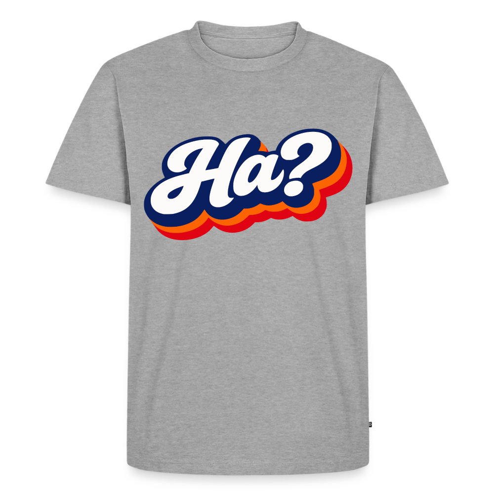 Ha? Design – Männer Premium T-Shirt - Grau meliert