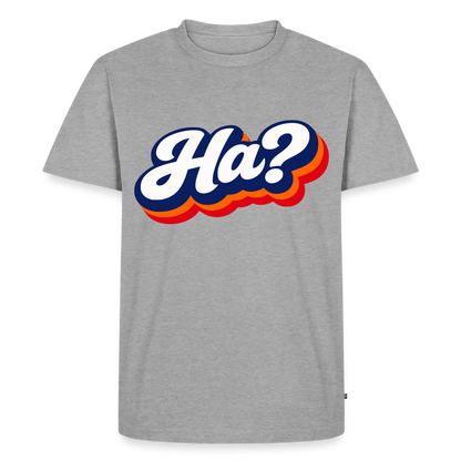 Ha? Design – Männer Premium T-Shirt - Grau meliert