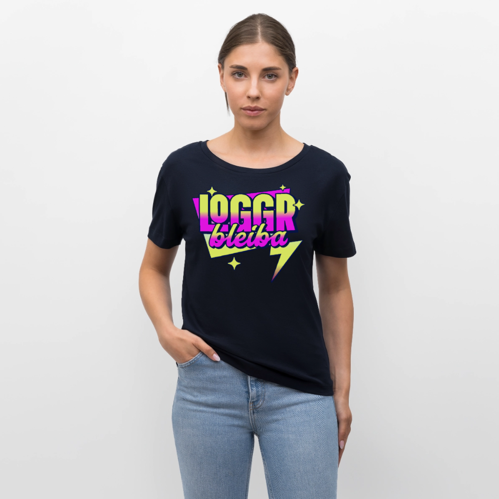 Logo bleibt Design – Rundhals Frauen Bio-T-Shirt - Navy