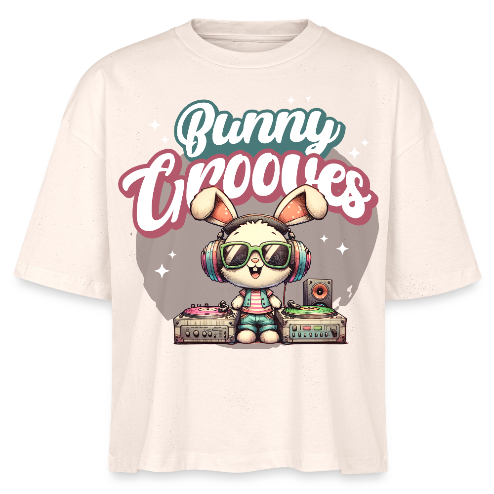 Bunny Grooves Design – Frauen Boxy Bio-T-Shirt - Natur