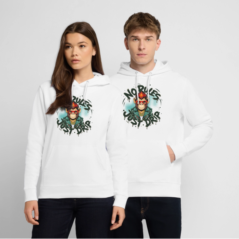Monkey No Rules Design – Unisex Bio-Hoodie - Weiß