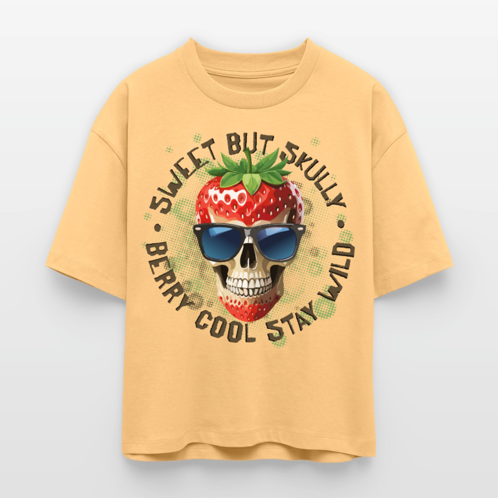 Strawberry Skull Design – Frauen Boxy Bio-T-Shirt - Mispel