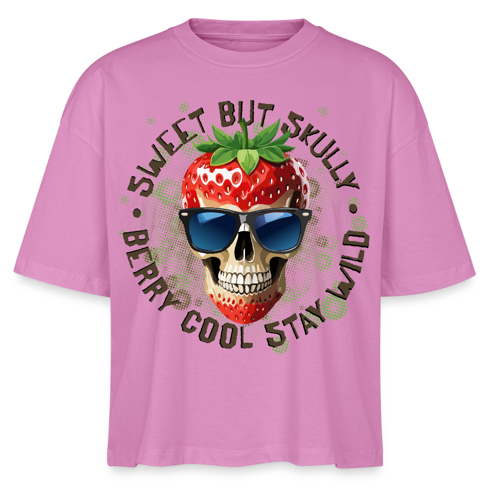 Strawberry Skull Design – Frauen Boxy Bio-T-Shirt - Pink