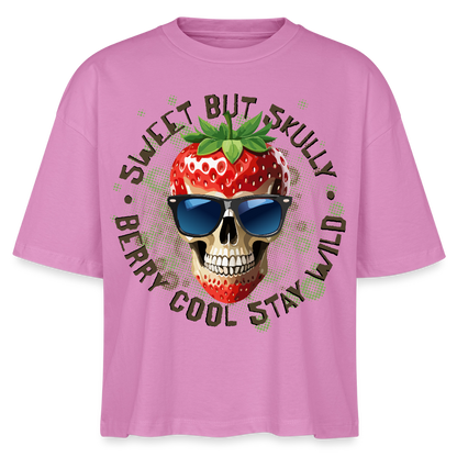 Strawberry Skull Design – Frauen Boxy Bio-T-Shirt - Pink