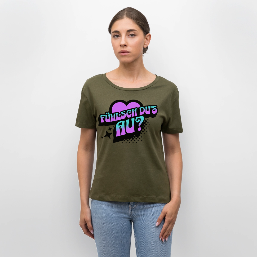 Fühlsch du‘s au Design – Rundhals Frauen Bio-T-Shirt - Khaki