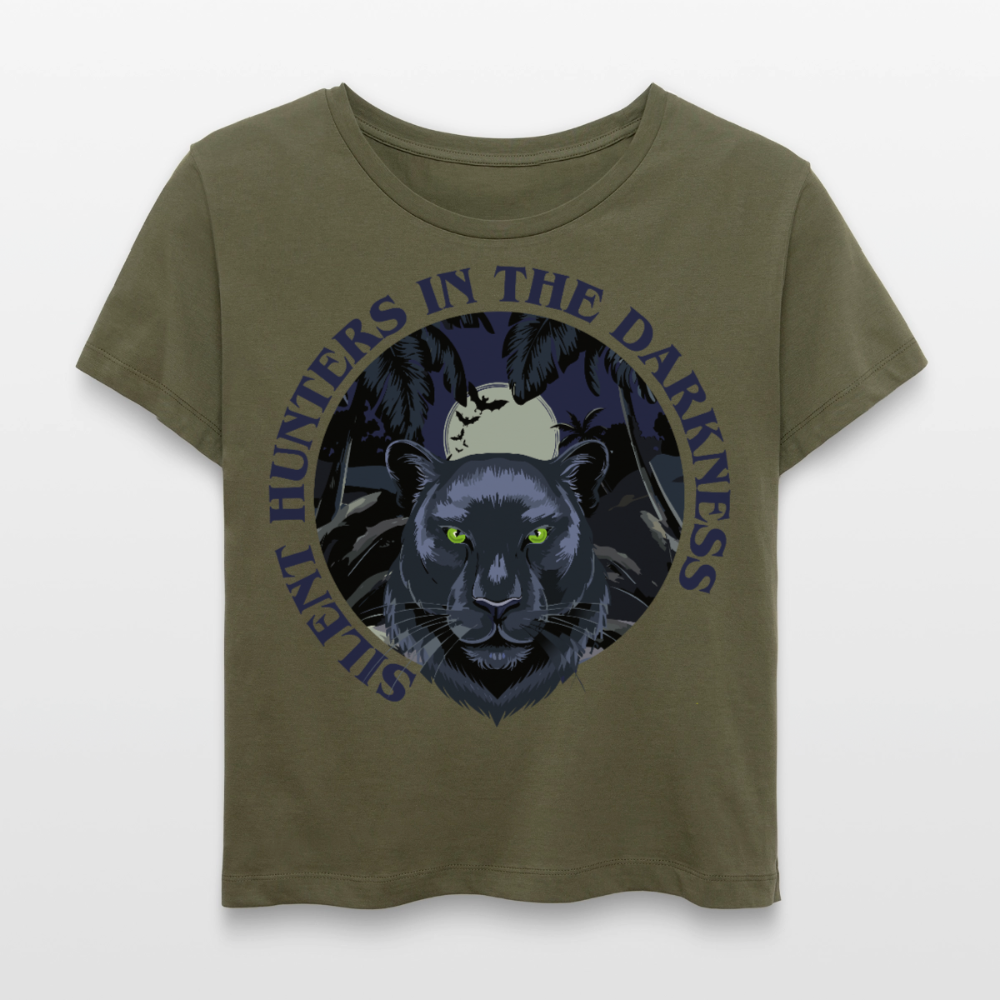 Silent Hunter Design – Rundhals Frauen Bio-T-Shirt - Khaki