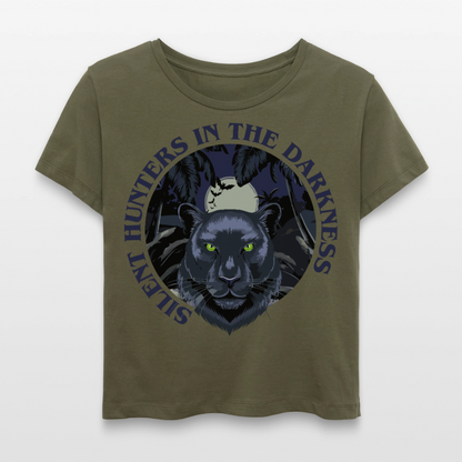 Silent Hunter Design – Rundhals Frauen Bio-T-Shirt - Khaki