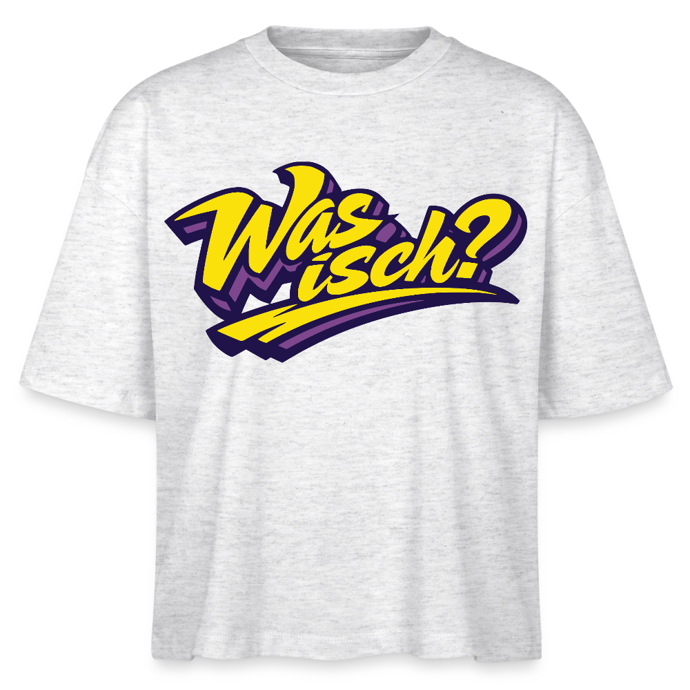 Was isch? Design – Frauen Boxy Bio-T-Shirt - Weiß meliert