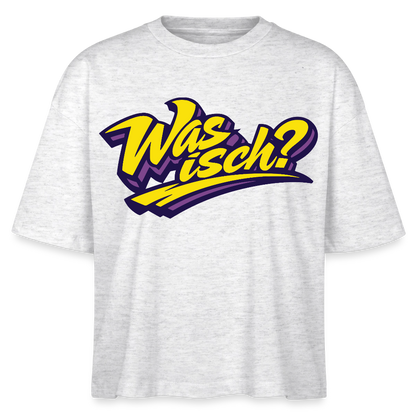 Was isch? Design – Frauen Boxy Bio-T-Shirt - Weiß meliert