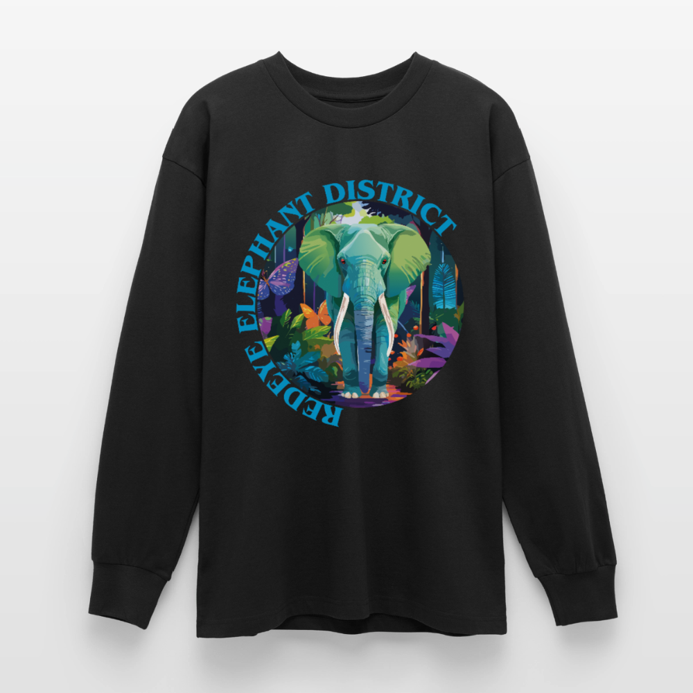 Elephant Design – Oversized Langarmshirt - Schwarz