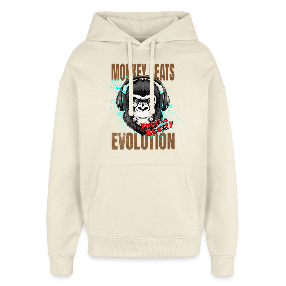 Monkey Beats Design – Oversized Unisex Hoodie - Natur