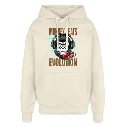 Monkey Beats Design – Oversized Unisex Hoodie - Natur