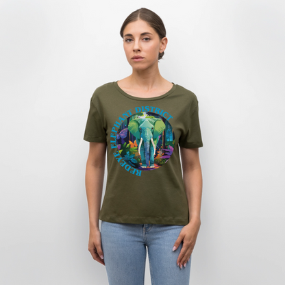 Elephant Design – Rundhals Frauen Bio-T-Shirt - Khaki