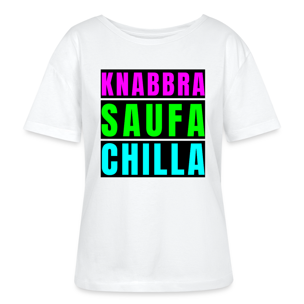 Knabbra Saufa Chilla Design – Rundhals Frauen Bio-T-Shirt - Weiß